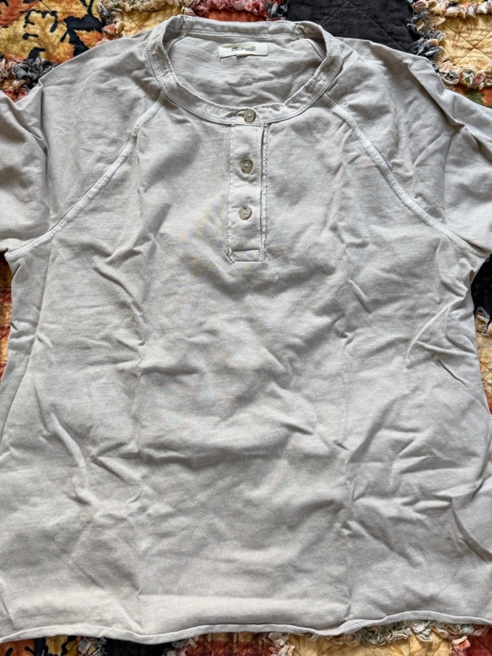 Madewell khaki  Short Sleeve Henley Tee
